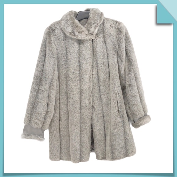 Dennis Basso Faux Fur Coat Size 